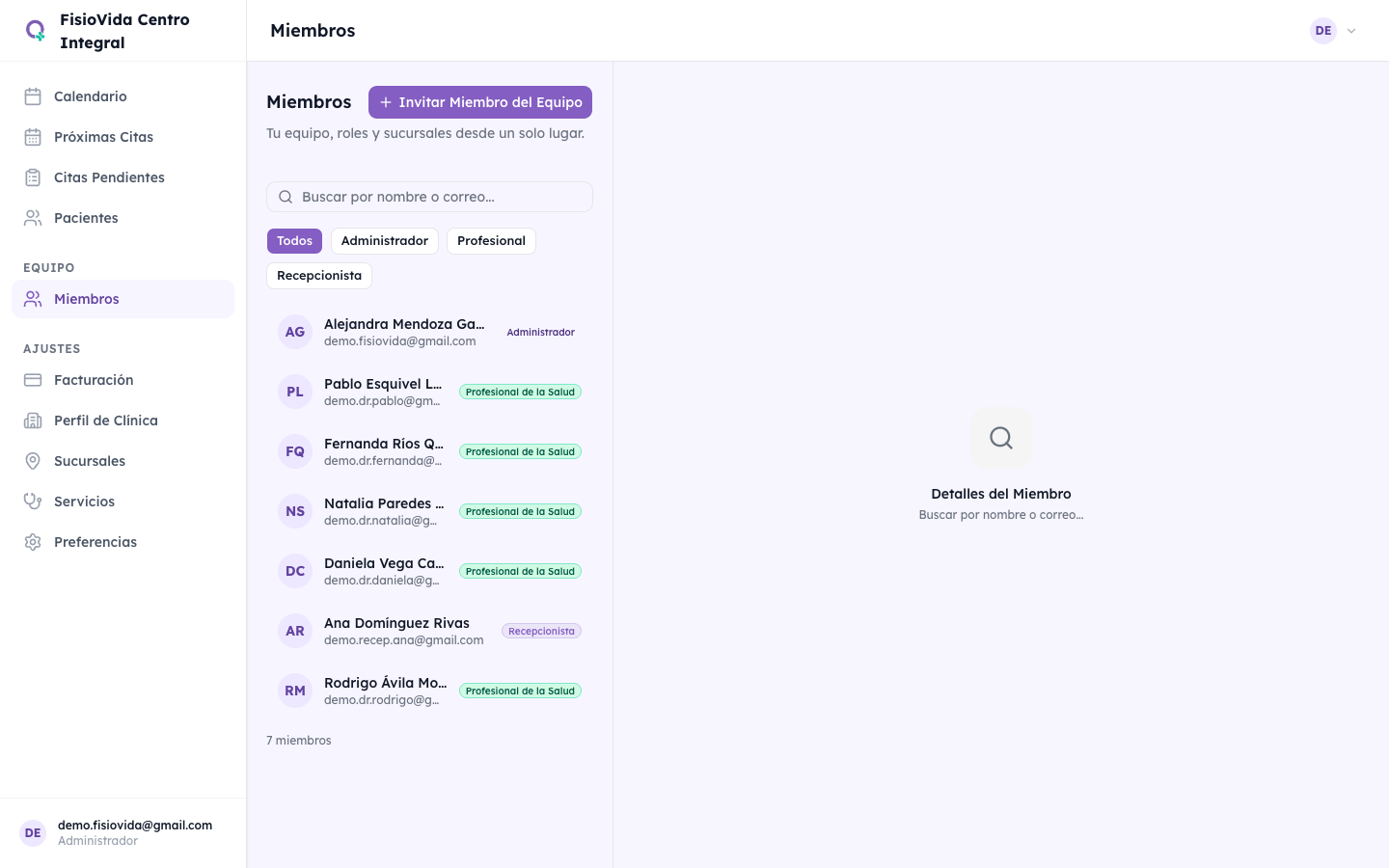 Gestión de equipo en Quinoa CRM